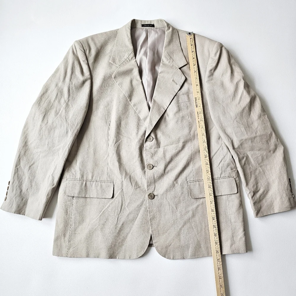 Vintage Members Only Sand Beige 55% Linen 45% Cotton Blazer Sport Coat 44R
